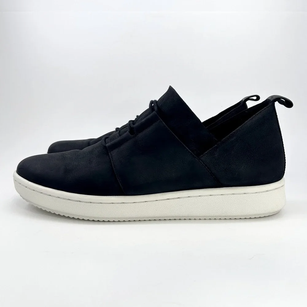 Eileen Fisher Kipling Sneakers Womens 9 Black Nubuck Leather Comfort EF45116